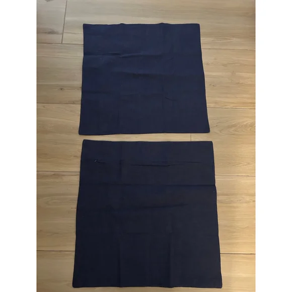 NEW 2 Large Flange Linen Pillow Covers 22x22” Navy - Picture 4 of 4
